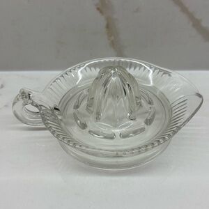 Vintage Footed Clear Pressed Glass Citrus Reamer Juicer
